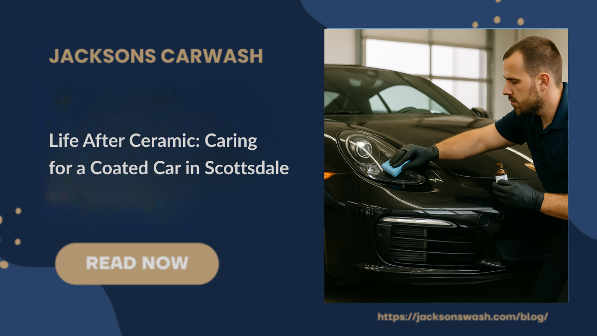 A person cleaning a car