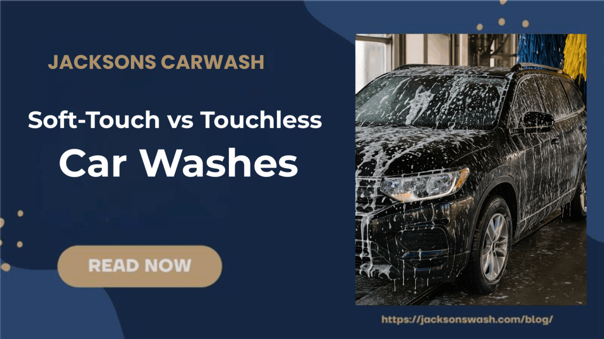 A vehicle rolling through a car wash with soap