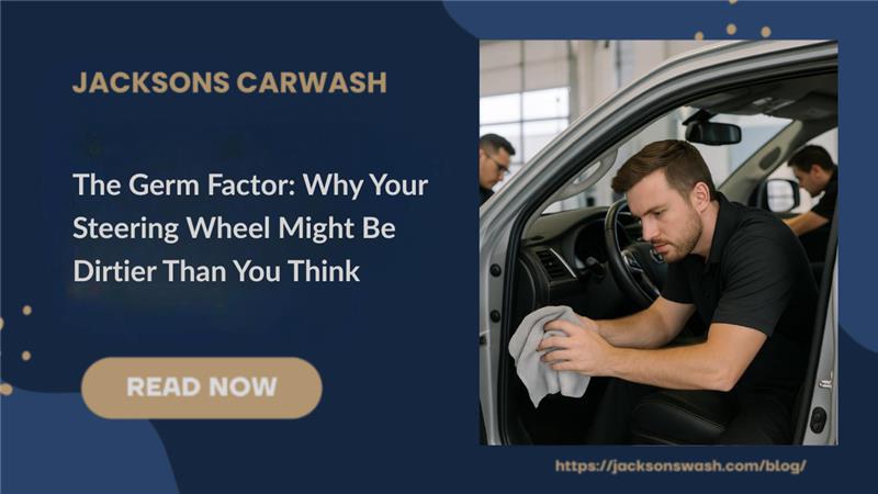 A person cleaning a car