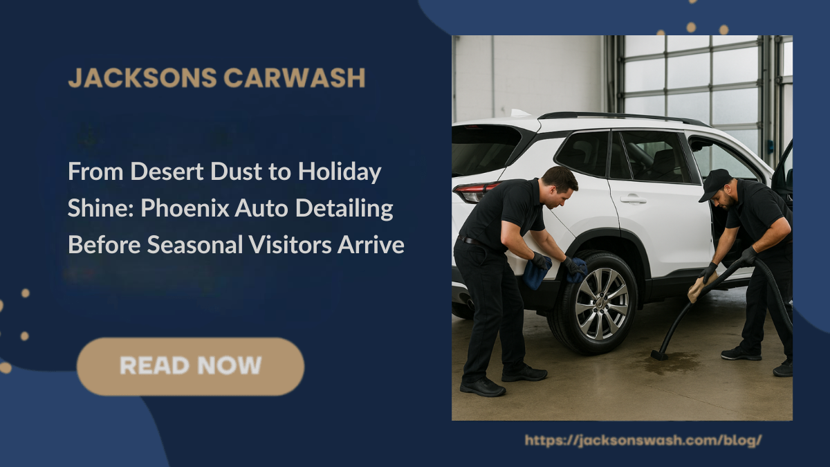 A couple of men cleaning a car